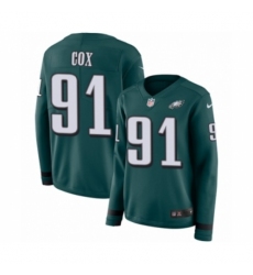 Women's Nike Philadelphia Eagles #91 Fletcher Cox Limited Green Therma Long Sleeve NFL Jersey