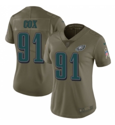 Women's Nike Philadelphia Eagles #91 Fletcher Cox Limited Olive 2017 Salute to Service NFL Jersey