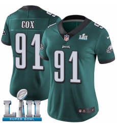 Women's Nike Philadelphia Eagles #91 Fletcher Cox Midnight Green Team Color Vapor Untouchable Limited Player Super Bowl LII NFL Jersey