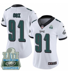 Women's Nike Philadelphia Eagles #91 Fletcher Cox White Vapor Untouchable Limited Player Super Bowl LII Champions NFL Jersey