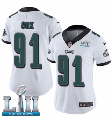 Women's Nike Philadelphia Eagles #91 Fletcher Cox White Vapor Untouchable Limited Player Super Bowl LII NFL Jersey