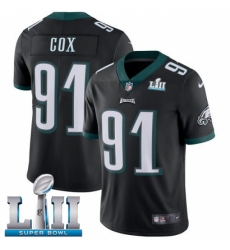 Youth Nike Philadelphia Eagles #91 Fletcher Cox Black Alternate Vapor Untouchable Limited Player Super Bowl LII NFL Jersey