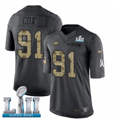 Youth Nike Philadelphia Eagles #91 Fletcher Cox Limited Black 2016 Salute to Service Super Bowl LII NFL Jersey