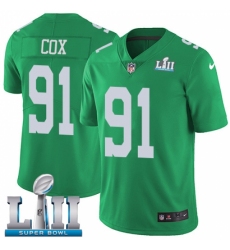 Youth Nike Philadelphia Eagles #91 Fletcher Cox Limited Green Rush Vapor Untouchable Super Bowl LII NFL Jersey