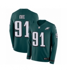 Youth Nike Philadelphia Eagles #91 Fletcher Cox Limited Green Therma Long Sleeve NFL Jersey