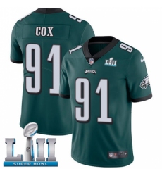 Youth Nike Philadelphia Eagles #91 Fletcher Cox Midnight Green Team Color Vapor Untouchable Limited Player Super Bowl LII NFL Jersey