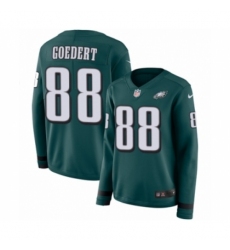 Women's Nike Philadelphia Eagles #88 Dallas Goedert Limited Green Therma Long Sleeve NFL Jersey
