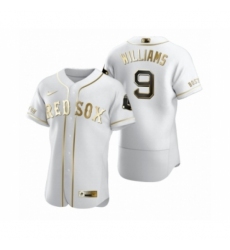 Men's Boston Red Sox #9 Ted Williams Nike White Authentic Golden Edition Jersey