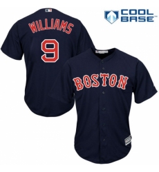 Men's Majestic Boston Red Sox #9 Ted Williams Replica Navy Blue Alternate Road Cool Base MLB Jersey