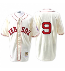 Men's Mitchell and Ness Boston Red Sox #9 Ted Williams Replica Cream Throwback MLB Jersey