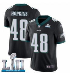 Men's Nike Philadelphia Eagles #48 Wes Hopkins Black Alternate Vapor Untouchable Limited Player Super Bowl LII NFL Jersey