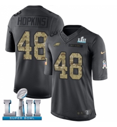 Men's Nike Philadelphia Eagles #48 Wes Hopkins Limited Black 2016 Salute to Service Super Bowl LII NFL Jersey