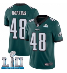 Men's Nike Philadelphia Eagles #48 Wes Hopkins Midnight Green Team Color Vapor Untouchable Limited Player Super Bowl LII NFL Jersey