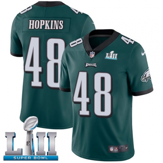 Men's Nike Philadelphia Eagles #48 Wes Hopkins Midnight Green Team Color Vapor Untouchable Limited Player Super Bowl LII NFL Jersey Men's Nike Philadelphia Eagles #48 Wes Hopkins Midnight Green Team Color Vapor Untouchable Limited Player Super Bowl LII NFL Jersey
