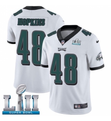 Men's Nike Philadelphia Eagles #48 Wes Hopkins White Vapor Untouchable Limited Player Super Bowl LII NFL Jersey