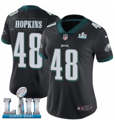 Women's Nike Philadelphia Eagles #48 Wes Hopkins Black Alternate Vapor Untouchable Limited Player Super Bowl LII NFL Jersey