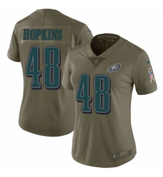 Women's Nike Philadelphia Eagles #48 Wes Hopkins Limited Olive 2017 Salute to Service NFL Jersey