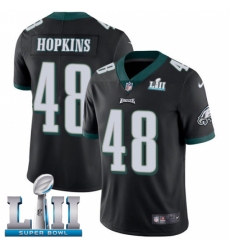 Youth Nike Philadelphia Eagles #48 Wes Hopkins Black Alternate Vapor Untouchable Limited Player Super Bowl LII NFL Jersey
