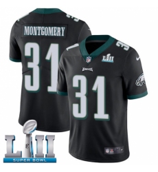 Men's Nike Philadelphia Eagles #31 Wilbert Montgomery Black Alternate Vapor Untouchable Limited Player Super Bowl LII NFL Jersey