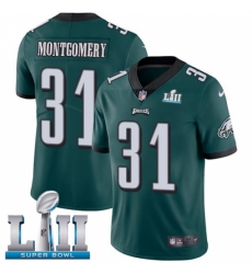 Men's Nike Philadelphia Eagles #31 Wilbert Montgomery Midnight Green Team Color Vapor Untouchable Limited Player Super Bowl LII NFL Jersey