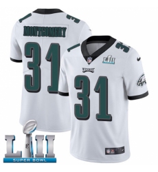 Men's Nike Philadelphia Eagles #31 Wilbert Montgomery White Vapor Untouchable Limited Player Super Bowl LII NFL Jersey