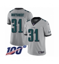 Men's Philadelphia Eagles #31 Wilbert Montgomery Limited Silver Inverted Legend 100th Season Football Jersey