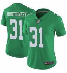Women's Nike Philadelphia Eagles #31 Wilbert Montgomery Limited Green Rush Vapor Untouchable NFL Jersey