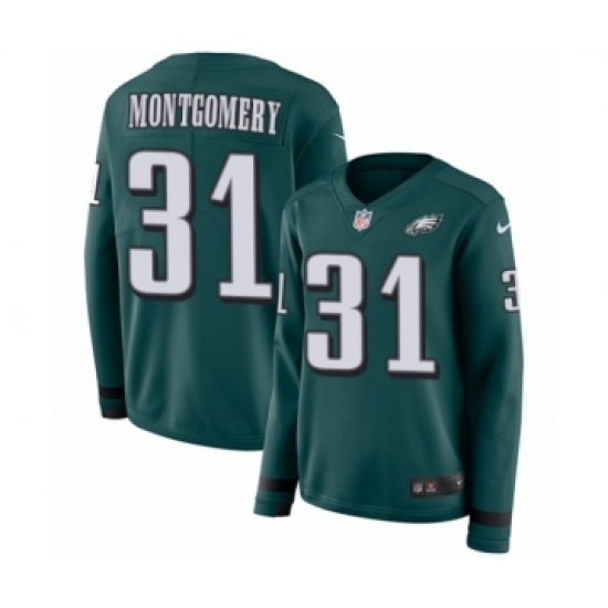 Women's Nike Philadelphia Eagles #31 Wilbert Montgomery Limited Green Therma Long Sleeve NFL Jersey Women's Nike Philadelphia Eagles #31 Wilbert Montgomery Limited Green Therma Long Sleeve NFL Jersey