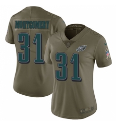 Women's Nike Philadelphia Eagles #31 Wilbert Montgomery Limited Olive 2017 Salute to Service NFL Jersey