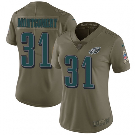 Women's Nike Philadelphia Eagles #31 Wilbert Montgomery Limited Olive 2017 Salute to Service NFL Jersey Women's Nike Philadelphia Eagles #31 Wilbert Montgomery Limited Olive 2017 Salute to Service NFL Jersey