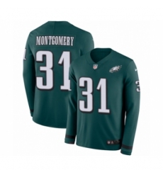 Youth Nike Philadelphia Eagles #31 Wilbert Montgomery Limited Green Therma Long Sleeve NFL Jersey