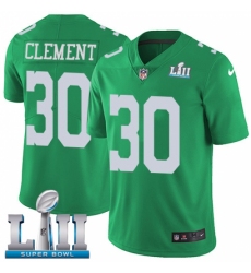 Men's Nike Philadelphia Eagles #30 Corey Clement Limited Green Rush Vapor Untouchable Super Bowl LII NFL Jersey