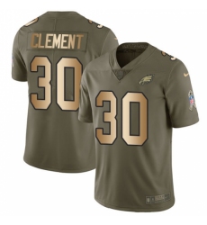 Men's Nike Philadelphia Eagles #30 Corey Clement Limited Olive/Gold 2017 Salute to Service NFL Jersey