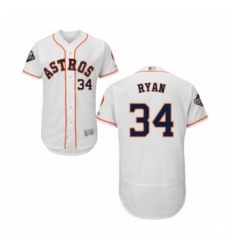 Men's Houston Astros #34 Nolan Ryan White Home Flex Base Authentic Collection 2019 World Series Bound Baseball Jersey