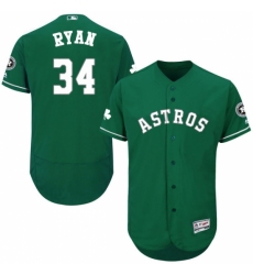 Men's Majestic Houston Astros #34 Nolan Ryan Green Celtic Flexbase Authentic Collection MLB Jersey