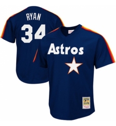 Men's Mitchell and Ness 1988 Houston Astros #34 Nolan Ryan Authentic Navy Blue Throwback MLB Jersey