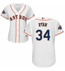 Women's Majestic Houston Astros #34 Nolan Ryan Replica White Home 2017 World Series Champions Cool Base MLB Jersey