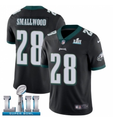Men's Nike Philadelphia Eagles #28 Wendell Smallwood Black Alternate Vapor Untouchable Limited Player Super Bowl LII NFL Jersey