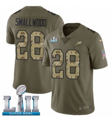 Men's Nike Philadelphia Eagles #28 Wendell Smallwood Limited Olive/Camo 2017 Salute to Service Super Bowl LII NFL Jersey
