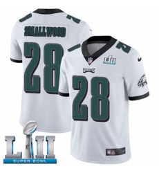 Men's Nike Philadelphia Eagles #28 Wendell Smallwood White Vapor Untouchable Limited Player Super Bowl LII NFL Jersey