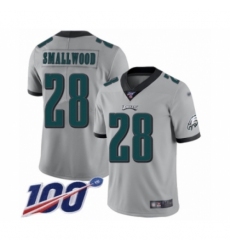 Men's Philadelphia Eagles #28 Wendell Smallwood Limited Silver Inverted Legend 100th Season Football Jersey