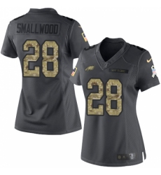 Women's Nike Philadelphia Eagles #28 Wendell Smallwood Limited Black 2016 Salute to Service NFL Jersey