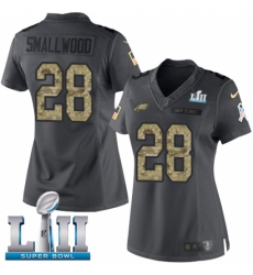 Women's Nike Philadelphia Eagles #28 Wendell Smallwood Limited Black 2016 Salute to Service Super Bowl LII NFL Jersey