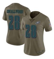 Women's Nike Philadelphia Eagles #28 Wendell Smallwood Limited Olive 2017 Salute to Service NFL Jersey