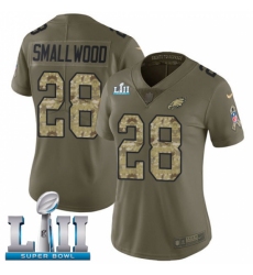 Women's Nike Philadelphia Eagles #28 Wendell Smallwood Limited Olive/Camo 2017 Salute to Service Super Bowl LII NFL Jersey