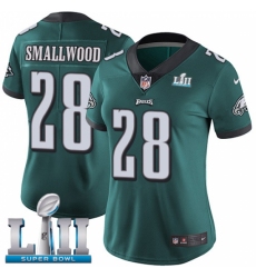 Women's Nike Philadelphia Eagles #28 Wendell Smallwood Midnight Green Team Color Vapor Untouchable Limited Player Super Bowl LII NFL Jersey