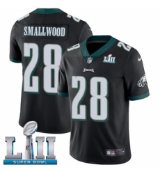 Youth Nike Philadelphia Eagles #28 Wendell Smallwood Black Alternate Vapor Untouchable Limited Player Super Bowl LII NFL Jersey