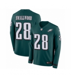 Youth Nike Philadelphia Eagles #28 Wendell Smallwood Limited Green Therma Long Sleeve NFL Jersey