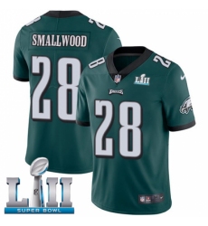Youth Nike Philadelphia Eagles #28 Wendell Smallwood Midnight Green Team Color Vapor Untouchable Limited Player Super Bowl LII NFL Jersey