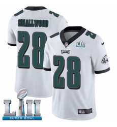 Youth Nike Philadelphia Eagles #28 Wendell Smallwood White Vapor Untouchable Limited Player Super Bowl LII NFL Jersey